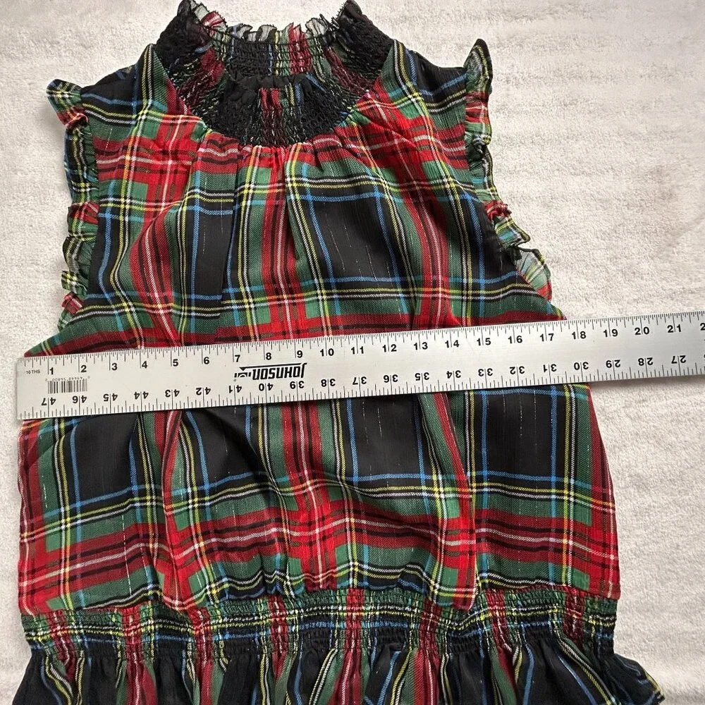 J.Crew Womens Gilded Stewart Tartan Plaid Sleeveless Mock Neck Top 12P AG884 New